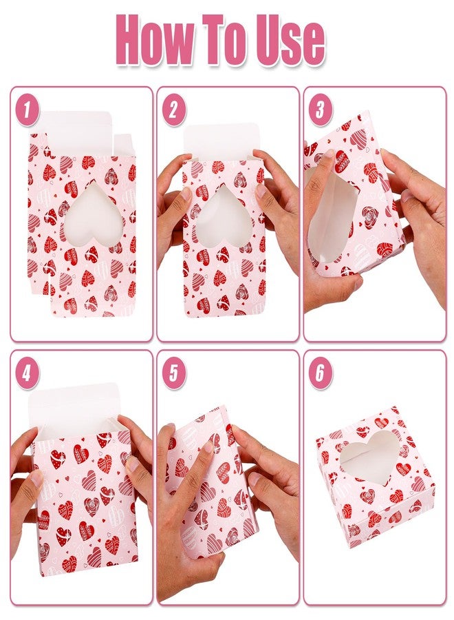 XIHIRCD 8pcs Valentine's Day Gift Box, Valentines Bakery Boxes with Clear Heart Window & Cute Stickers 8 Style Treat Boxes for Packaging Cookies Cupcake Biscuit Wedding Birthday Party Supplies - Image 5